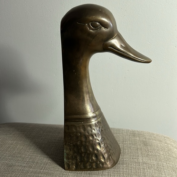 Vintage (1) Tall Brass Duck Head Bookend - Picture 5 of 10